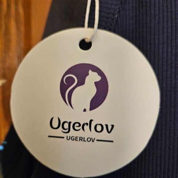 NWT Navy Blue 2-Pce Tracksuit Outfit Crop Top Sweatpants Women's Large Wide Leg - Picture 9 of 13